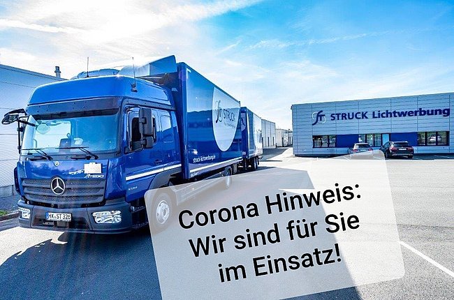 Struck Lichtwerbung Herten und Steinheim - Corona Hinweis