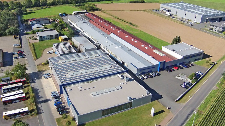 Struck Lichttechnik - Unternehmenssitz Steinheim, Werbetechnik Aerial view of the Struck headquarters - a closer look
